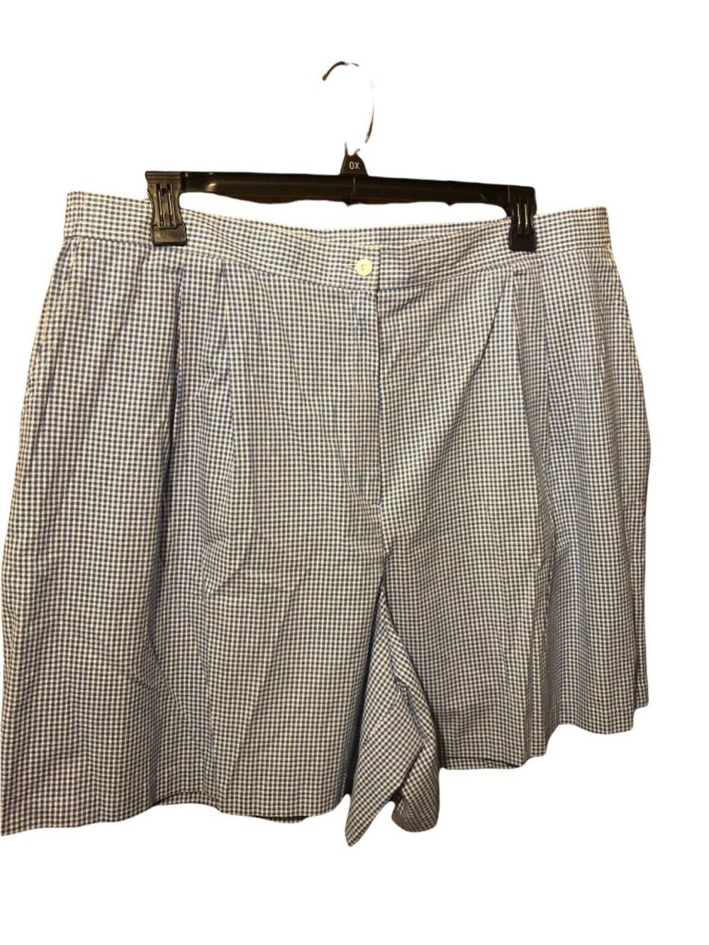 Vintage Koret Blue White Gingham Cottagecore High Waist Pleated Shorts Sz 24S